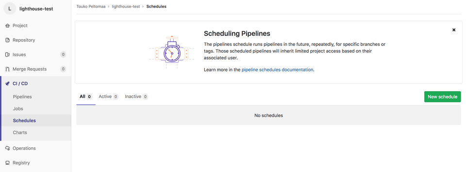 GitLab CI create new schedule
